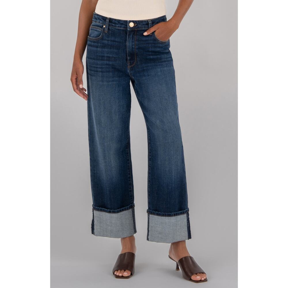 KUT from the Kloth Sienna High Rise Wide Leg with Cuff Bottom sz 8 new $109 - Picture 3 of 8